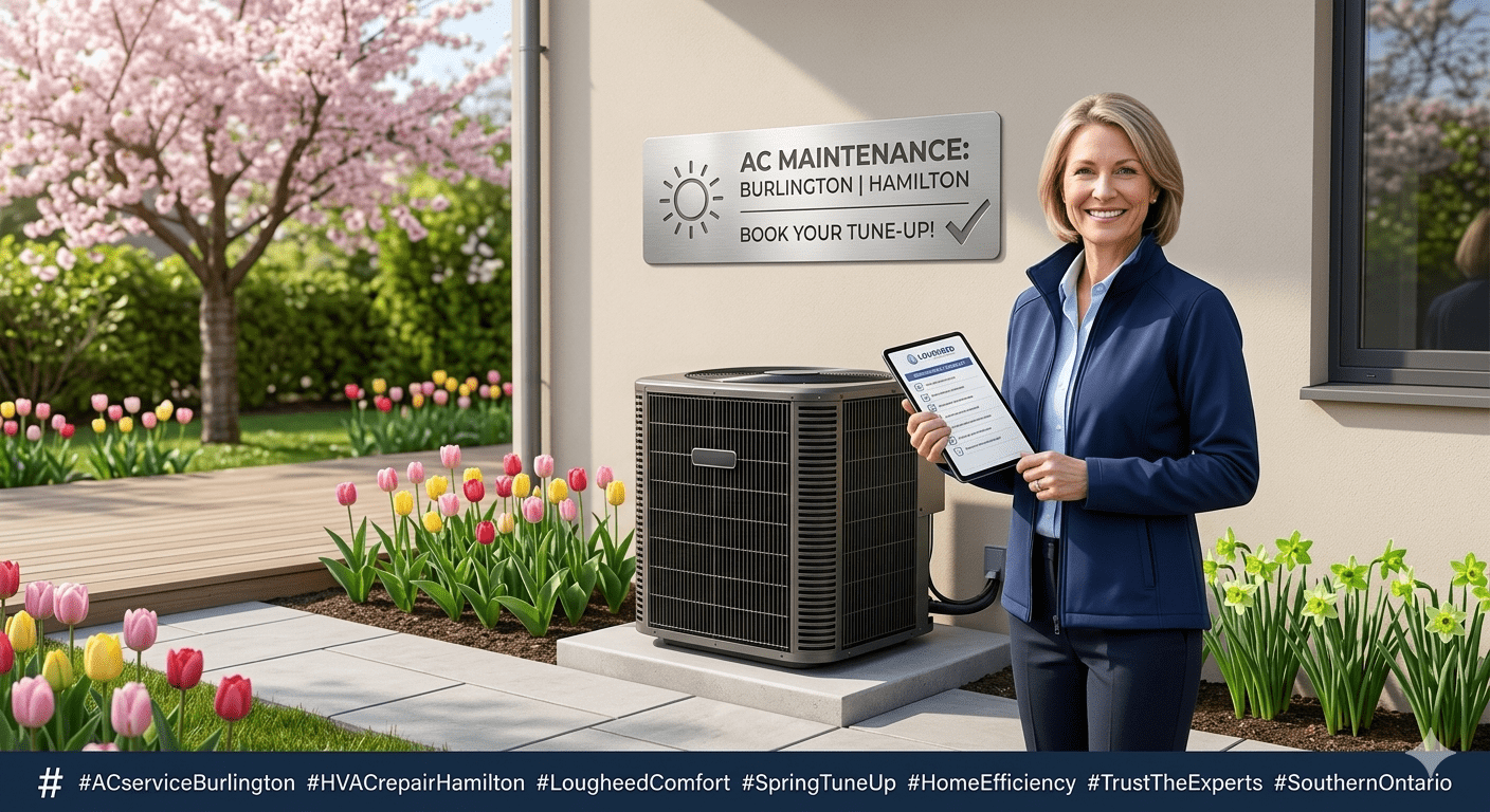 "Technician performing AC maintenance in Burlington"